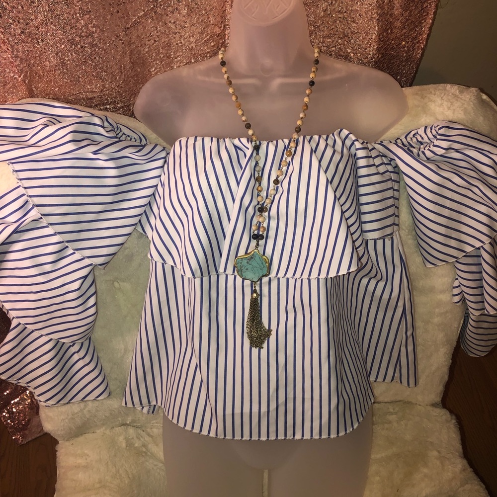Off the shoulder, long sleeve, shirt
